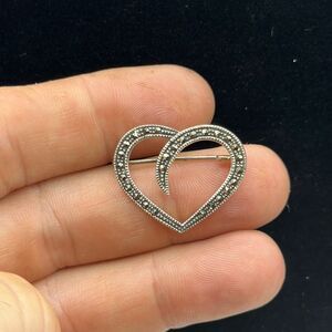 Sterling silver rhinestone heart 925